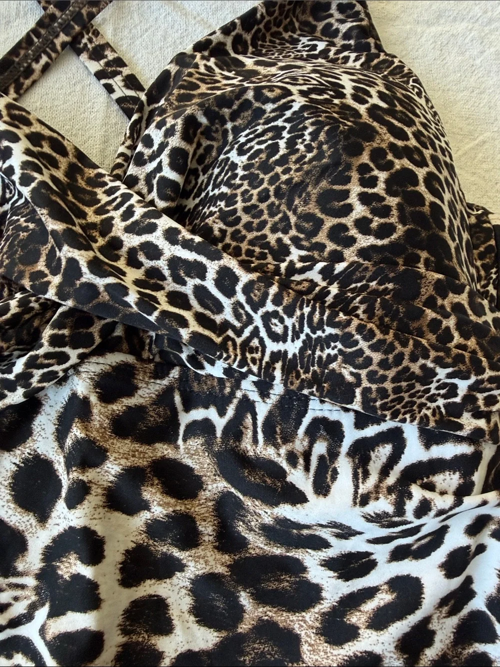 Leopard Print One-Piece Swimsuit - Brown/Black